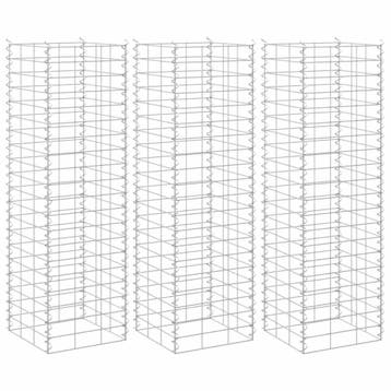 vidaXL Schanskorf plantenbakken 3 st verhoogd 30x30x100 cm, Tuin en Terras, Verzenden, Minder dan 60 cm, Nieuw, Metaal