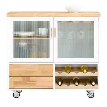 Keukentrolley met Wijnglashouder – 109×92×40 cm, Houtlook, Verzenden, Nieuw