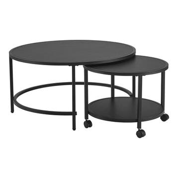 [en.casa] Salontafel set van 2 Værøy rond zwart mat, Huis en Inrichting, Tafels | Salontafels, Verzenden, Nieuw