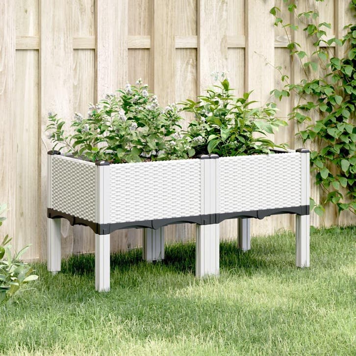 vidaXL Plantenbak met poten 80x40x42 cm polypropeen wit, Tuin en Terras, Bloembakken en Plantenbakken, Nieuw, Kunststof, Verzenden