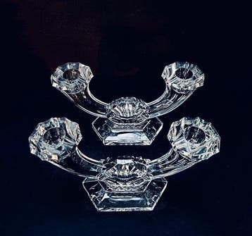 Val Saint Lambert - René Delvenne - Kandelaber (2) - Kristal