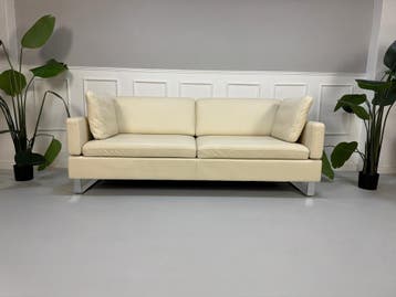 Brühl Alba Designerbank/-bank Leer Beige, Huis en Inrichting, Banken | Bankstellen, Tweepersoons, Leer, Ophalen of Verzenden, Zo goed als nieuw