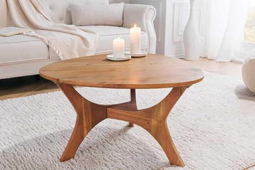 Massief houten salontafel ARCHITECTURE 70 cm natuurlijke, Ophalen of Verzenden, Nieuw