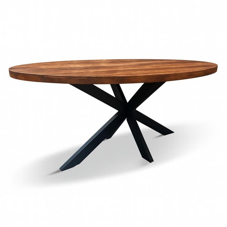 Eettafel Ovaal walnoot mango incl. spinpoot Laagste prijs !, Huis en Inrichting, Tafels | Eettafels, 50 tot 100 cm, 150 tot 200 cm