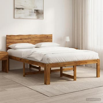 vidaXL Tweepersoonsbed met hoofdeinde ROSTOCK Naturel 120 x, Huis en Inrichting, Bruin, Verzenden, Nieuw, Twijfelaar