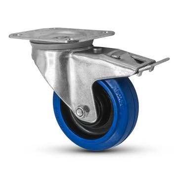 24× FORTEX Blue Wheel zwenkwiel Ø100mm met dubbele rem WLL, Verzenden, Nieuw
