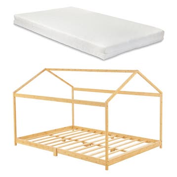 [neu.haus] Kinderbed Vindafjord huisbed met matras bamboe 12, Verzenden, Nieuw