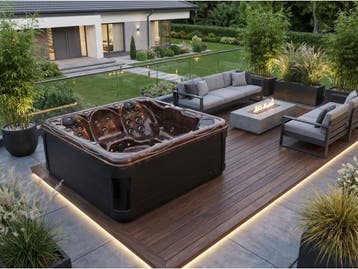 Veiling - Spa met Waterjets 230x230cm-Bruin/zwarte zijkant i, Nieuw