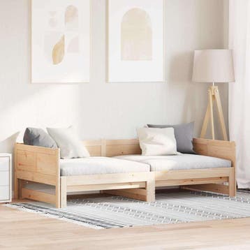 vidaXL Uittrekbare Dagbed Bruin 203,5 x 184 x 56,5 cm, Verzenden, Nieuw, Bruin, Hout