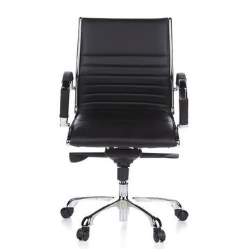 Directiestoel | Met Armleuning | Leder | Zwart | Ergonomisch, Huis en Inrichting, Bureaus, Verzenden, Nieuw
