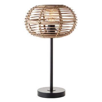 Rotan tafellamp bruin, Sevim, met schakelaar, Huis en Inrichting, Lampen | Tafellampen, Ophalen of Verzenden, Nieuw, Metaal