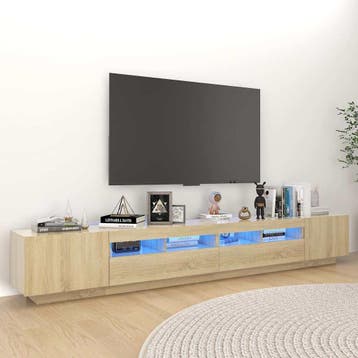 vidaXL Tv-meubel met LED-verlichting 260x35x40 cm sonoma, Huis en Inrichting, Minder dan 50 cm, Verzenden, Nieuw, Minder dan 100 cm