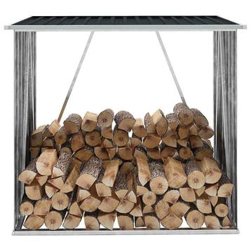 vidaXL Haardhoutschuur 163x83x154 cm gegalvaniseerd staal, Huis en Inrichting, Kachels, Verzenden, Nieuw