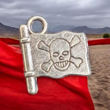 6 x Metalen bedel van een piratenvlag, antiek zilver kleu..., Ophalen of Verzenden, Nieuw, Bedel
