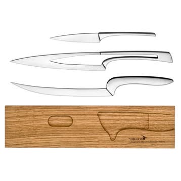 Déglon 3-delige messenset – Bourgondisch eikenhout – RV, Ophalen of Verzenden, Nieuw, Rvs of Chroom