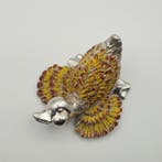 Grande anatroccolo rivestito in argento 925 e smalti -