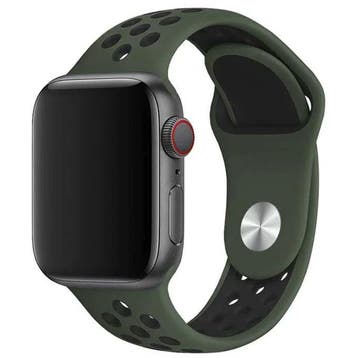 Apple Watch bandje Fusion - dubbel - siliconen - army groen, Verzenden, Nieuw