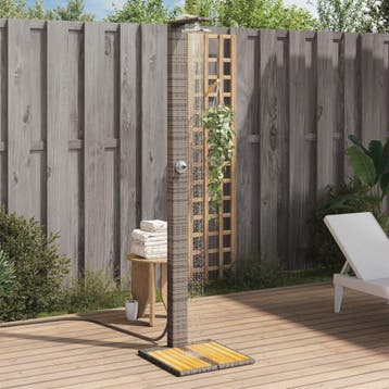 vidaXL Buitendouche 50x55x224 cm poly rattan en acaciahout, Verzenden, Nieuw