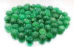 58 grote, echt mooie handgesneden pompoen-smaragd kralen -