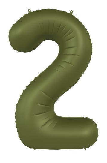 Folie Ballon cijfer 2 Olive Green 86 cm, Verzenden, Nieuw, Versiering, Verjaardag
