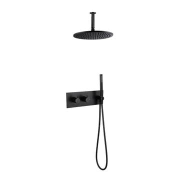 Inbouw regendouche met plafond arm 25cm douchekop mat zwart, Verzenden, Nieuw