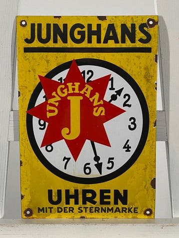 Junghans - Emaille plaat - 30x20cm - Gemaakt van een dikke