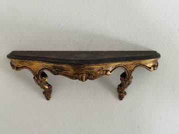 Wandrek - Hout, bladgoud - Legbord met bladgoud