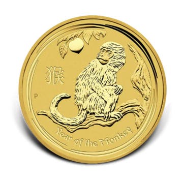 Gouden Lunar munt Year of the Monkey 2016 1/4 troy ounce, Verzenden