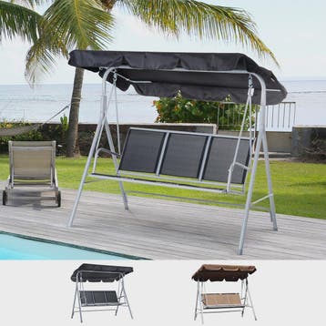 Outsunny Swing Swing garden 3 seater awning adjustable backr, Verzenden, Nieuw