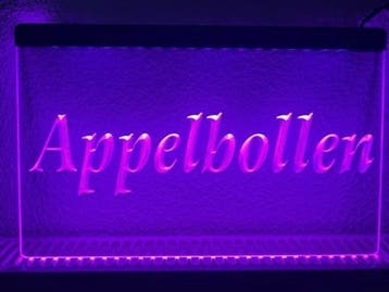 Appelbollen appel flappen neon bord lamp LED verlichting rec, Verzamelen, Merken en Reclamevoorwerpen, Verzenden, Nieuw