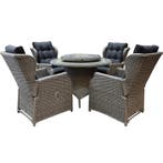 Ibiza Riccione dining tuinset 110 cm rond 6-delig grijs, Tuin en Terras, Tuinsets en Loungesets, Ophalen of Verzenden, Nieuw, Wicker