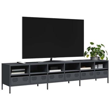vidaXL Tv-meubel 202x39x43,5 cm koudgewalst staal, Huis en Inrichting, Minder dan 50 cm, Verzenden, Nieuw, Minder dan 100 cm