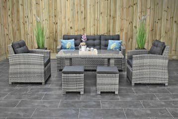 Minnesota Loungeset met 3 Zitsbank, 2 stoelen, tafel en kruk, Tuin en Terras, Bank, Verzenden, Nieuw, Loungeset