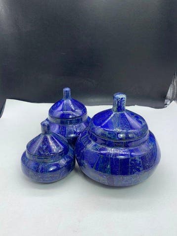 Sieradendoos (3) - Lapis lazuli-mozaïek op brons - Set van 3