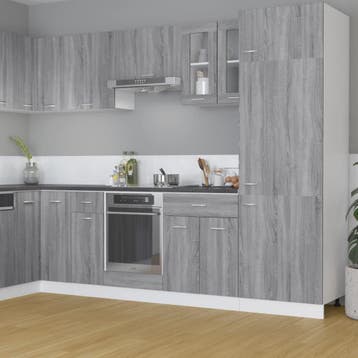 vidaXL Vitrinekast hangend Lyon 60x31x60 cm bewerkt hout, Verzenden, Nieuw, Grijs