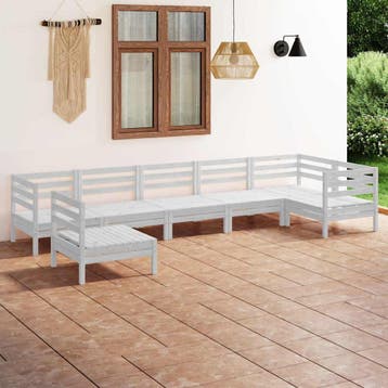 vidaXL 7-delige Loungeset massief grenenhout wit, Verzenden, Nieuw, Loungeset