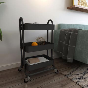 [en.casa] Keukentrolley Pyhäntä met 3 manden 78,5x46x35 cm z, Verzenden