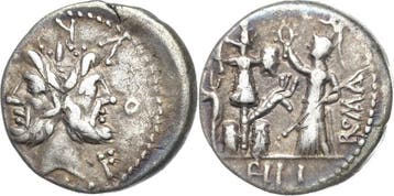 Denar 119 v Chr, Roemische Republik M Furius L F Philus 1..., Verzenden
