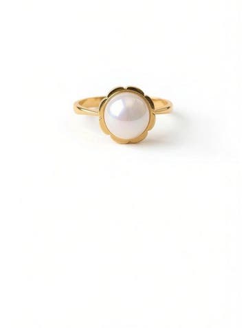Ring - 18 karaat Geel goud Parel, Nieuw