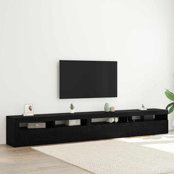 vidaXL Tv-meubelset 3 st Zwart Eiken Bewerkt hout, Minder dan 50 cm, Verzenden, Nieuw, Minder dan 100 cm