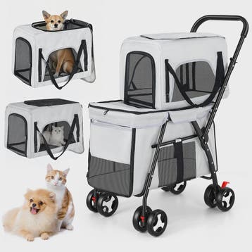 3-in-1 Hondenbuggy met 2 Niveaus - Draagbaar, Opvouwbaar & V, Dieren en Toebehoren, Verzenden, Nieuw