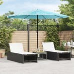 vidaXL Parasol met stalen paal 324x324x247 cm blauw, Tuin en Terras, Verzenden, Nieuw, 3 tot 4 meter