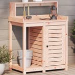 vidaXL Oppottafel met schappen 82,5x50x109,5 cm massief, Verzenden, Nieuw