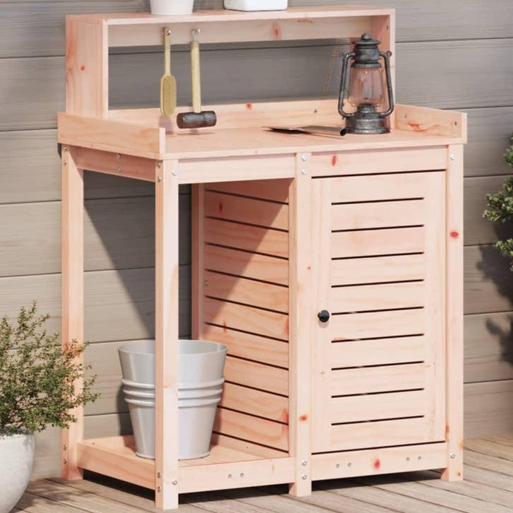 vidaXL Oppottafel met schappen 82,5x50x109,5 cm massief, Tuin en Terras, Overige Tuin en Terras, Nieuw, Verzenden