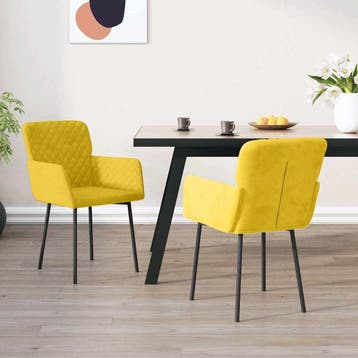 vidaXL Eetkamerstoelen 2 st fluweel geel, Huis en Inrichting, Stoelen, Verzenden, Nieuw