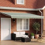 vidaXL Elektrisch Uittrekbaar Zonnescherm Groen en Wit 4,5 ×, Verzenden, Nieuw