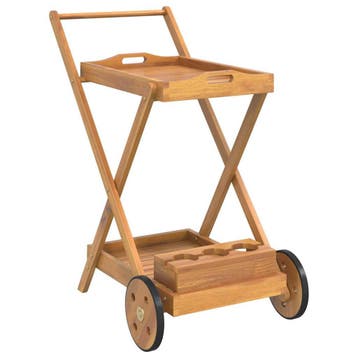 vidaXL Serveerwagen 54x87x90 cm massief acaciahout, Verzenden, Nieuw