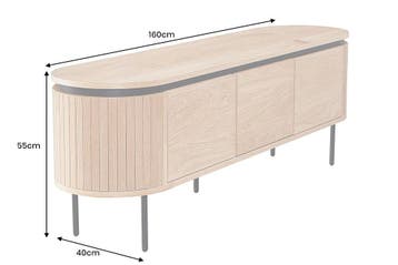 TV-bord ATELIER 160 cm naturel eikenhoutlook met zwarte, Ophalen of Verzenden, Nieuw