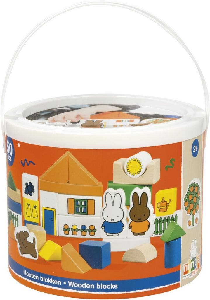 Nijntje blokkenton, houten blokken in opbergton - educatief, Kinderen en Baby's, Speelgoed | Overig, Nieuw, Ophalen of Verzenden