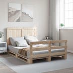 vidaXL Bedframe met hoofdbord massief grenenhout wit 140x200, Bruin, Verzenden, 140 cm, 200 cm